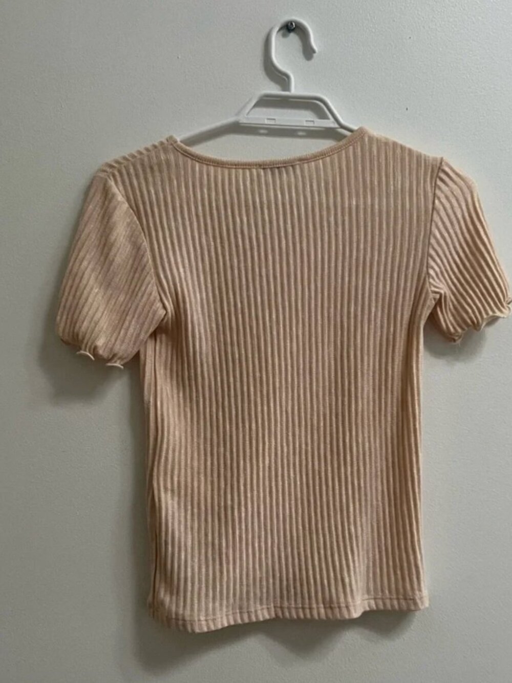Zara Ribbed Knit Lettuce Edge Tee M - Picture 2 of 6
